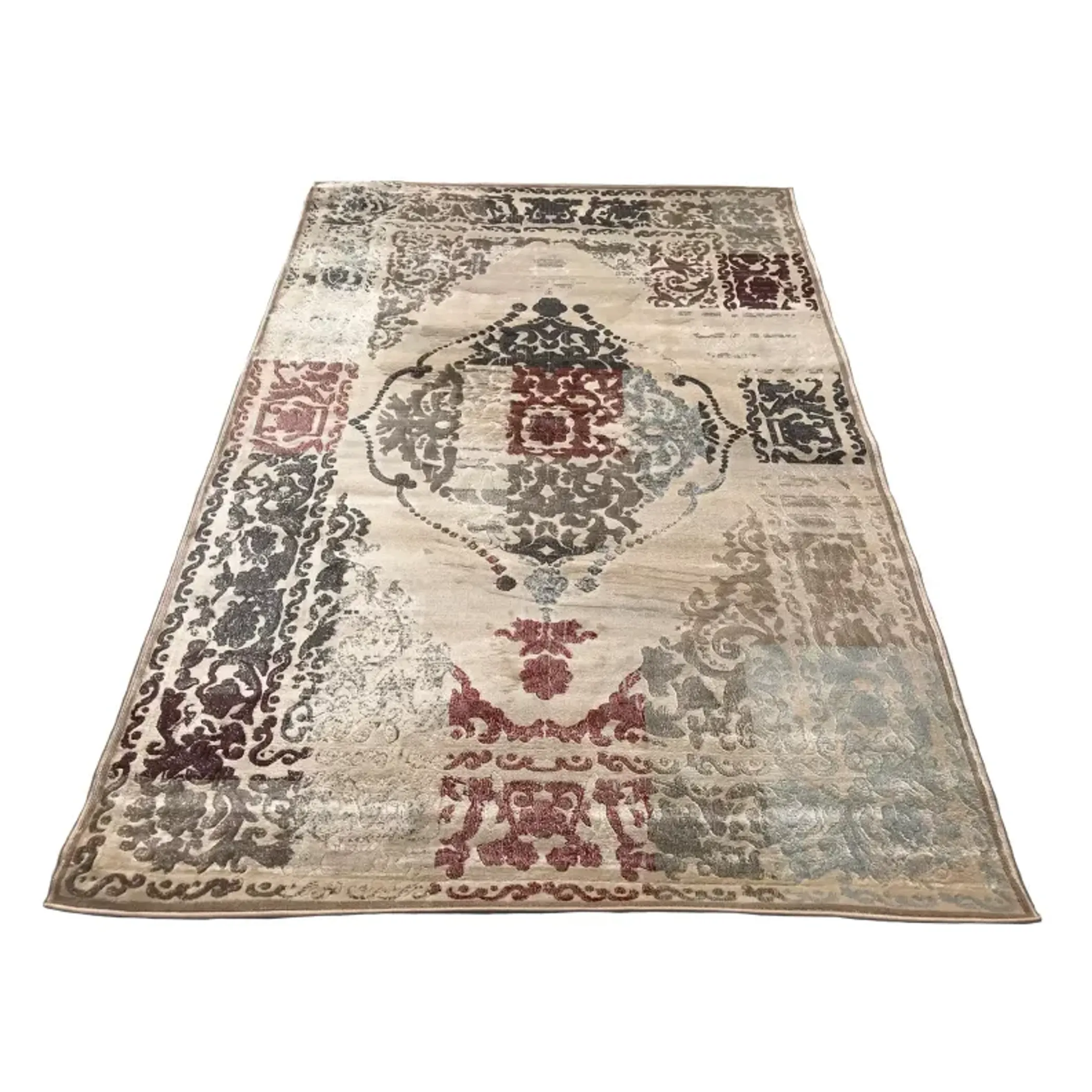 Thảm trải sàn dệt máy 2,4m x 3,1m màu be bóng mượt phong cách vintage - Ảnh 2