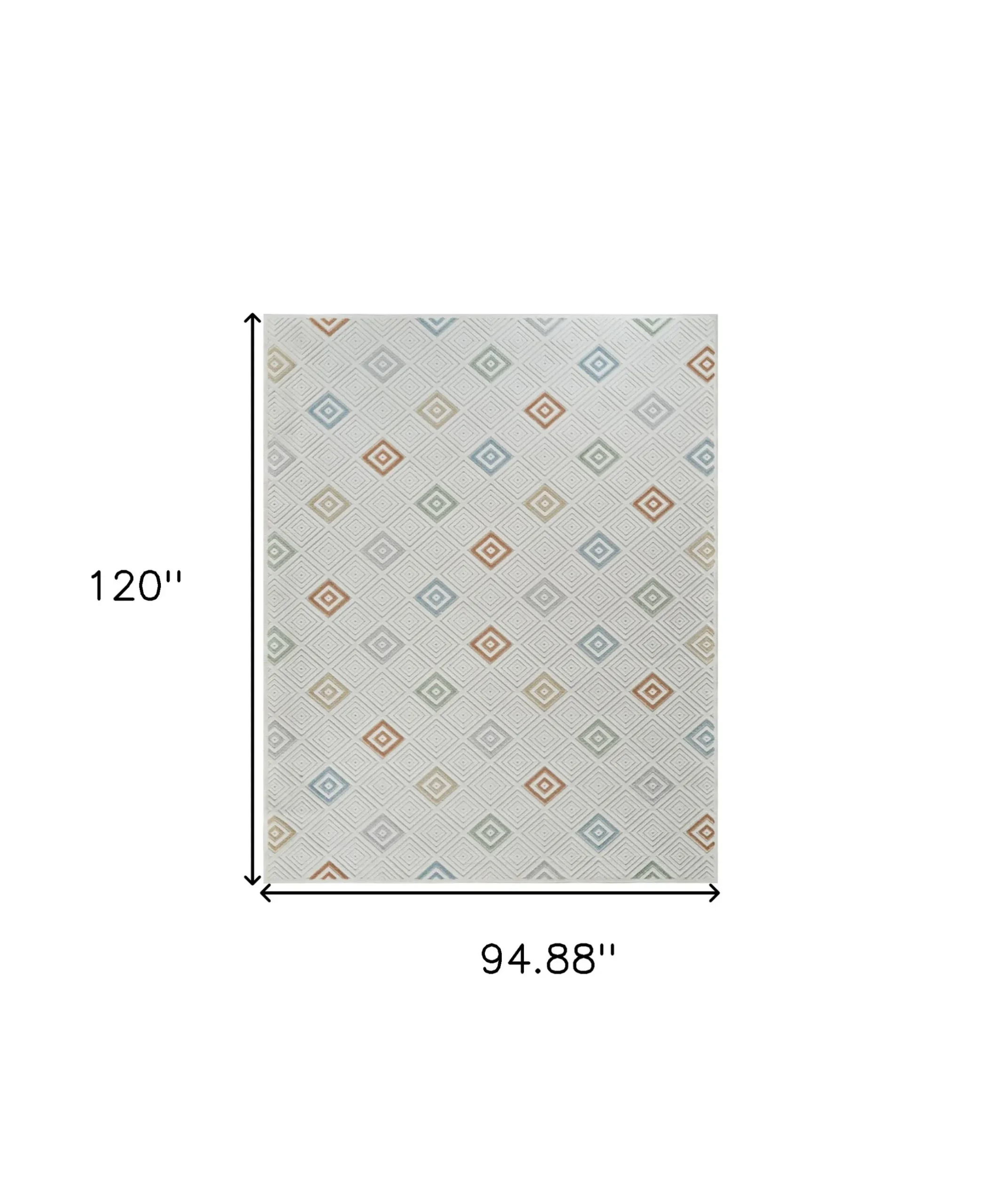 Thảm trải sàn 2,4m x 3m họa tiết hình học phong cách cũ kỹ màu kem và be - Ảnh 3