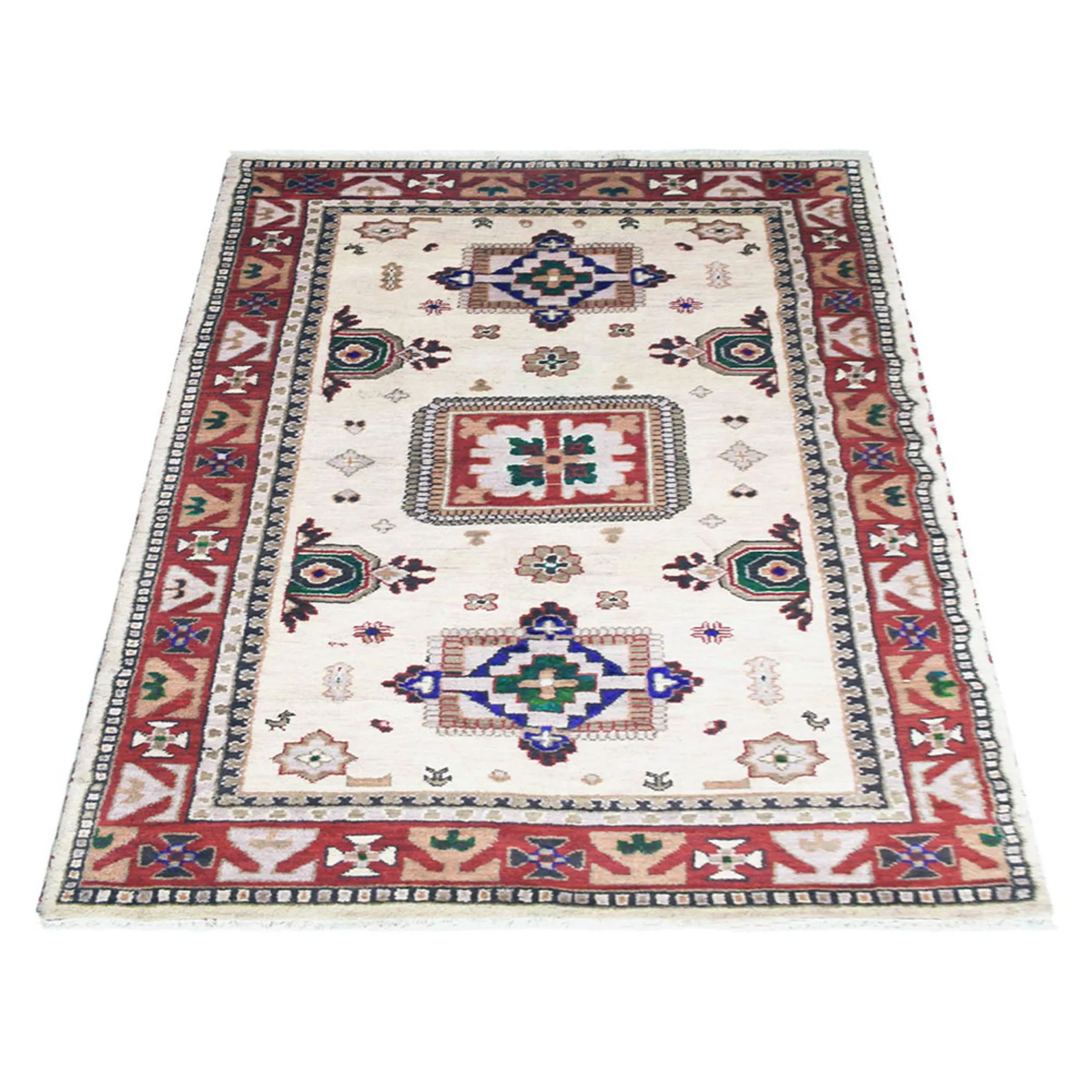 Thảm len pha lụa Afghan dệt thắt tay Rugsotic Carpets hoa văn Kazak - Ảnh 3