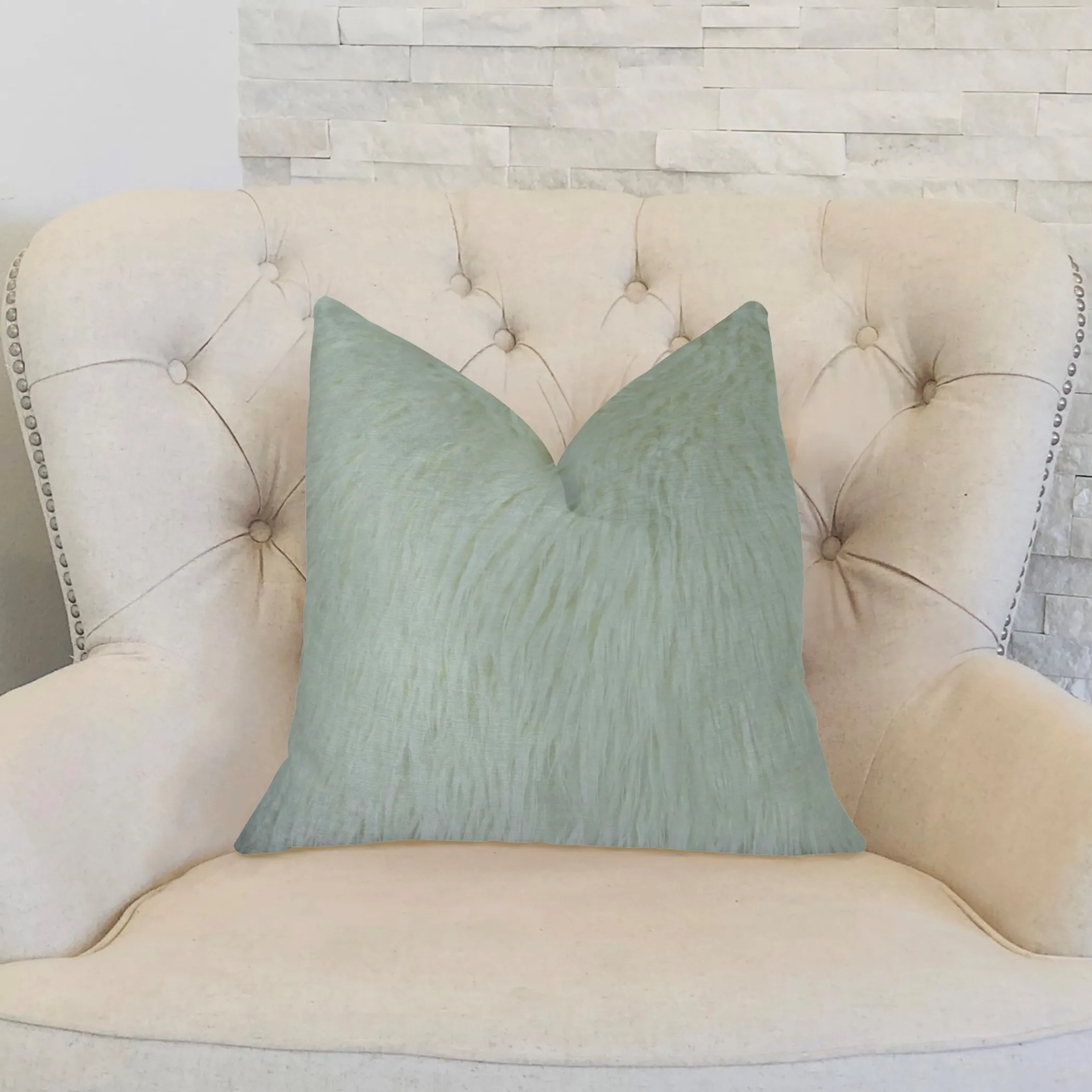 Gối tựa cao cấp thủ công Plutus Fuzzy Mongolian Fur màu trắng - Ảnh 2