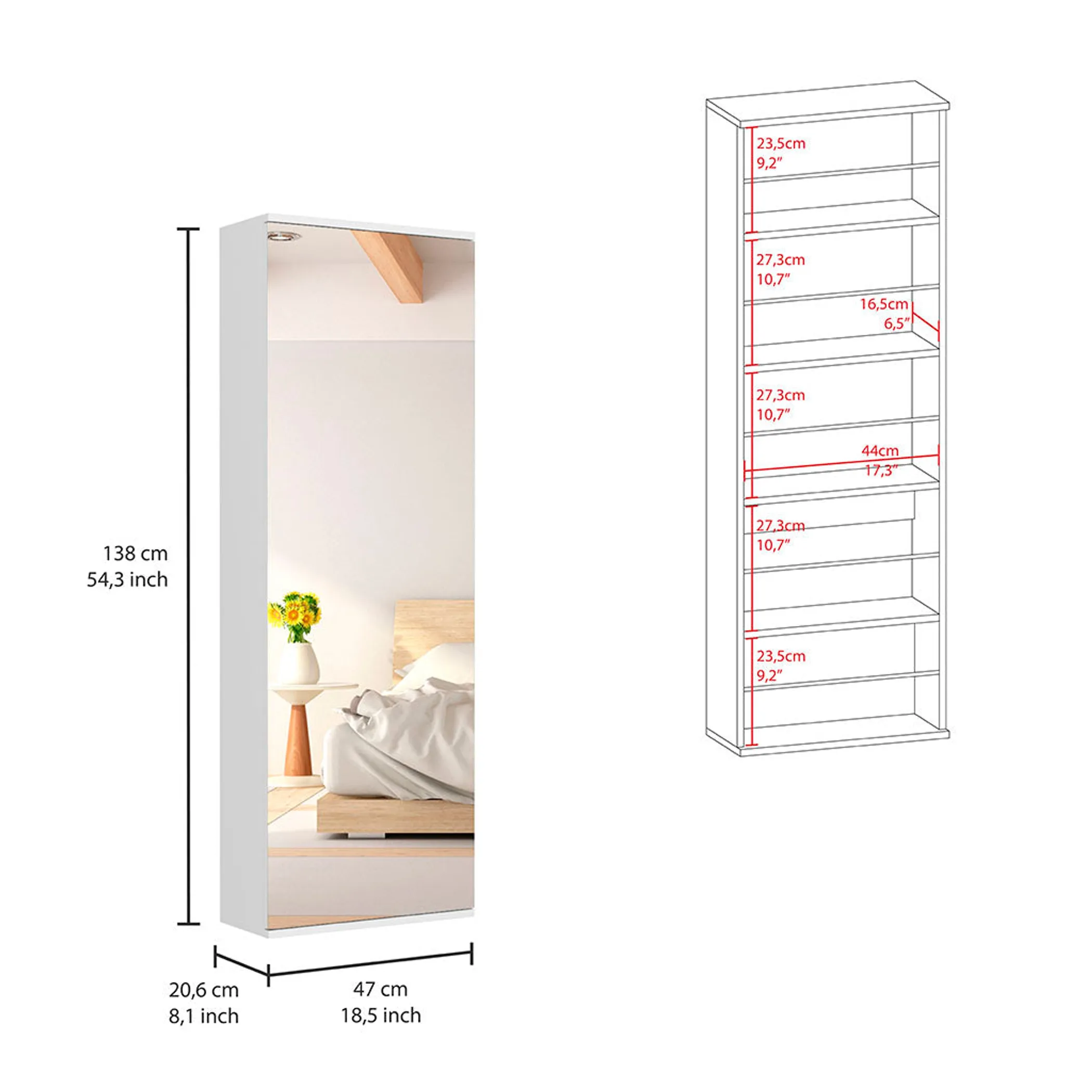 Bộ phòng ngủ Madison 2 món màu trắng phối gỗ thông - Ảnh 6