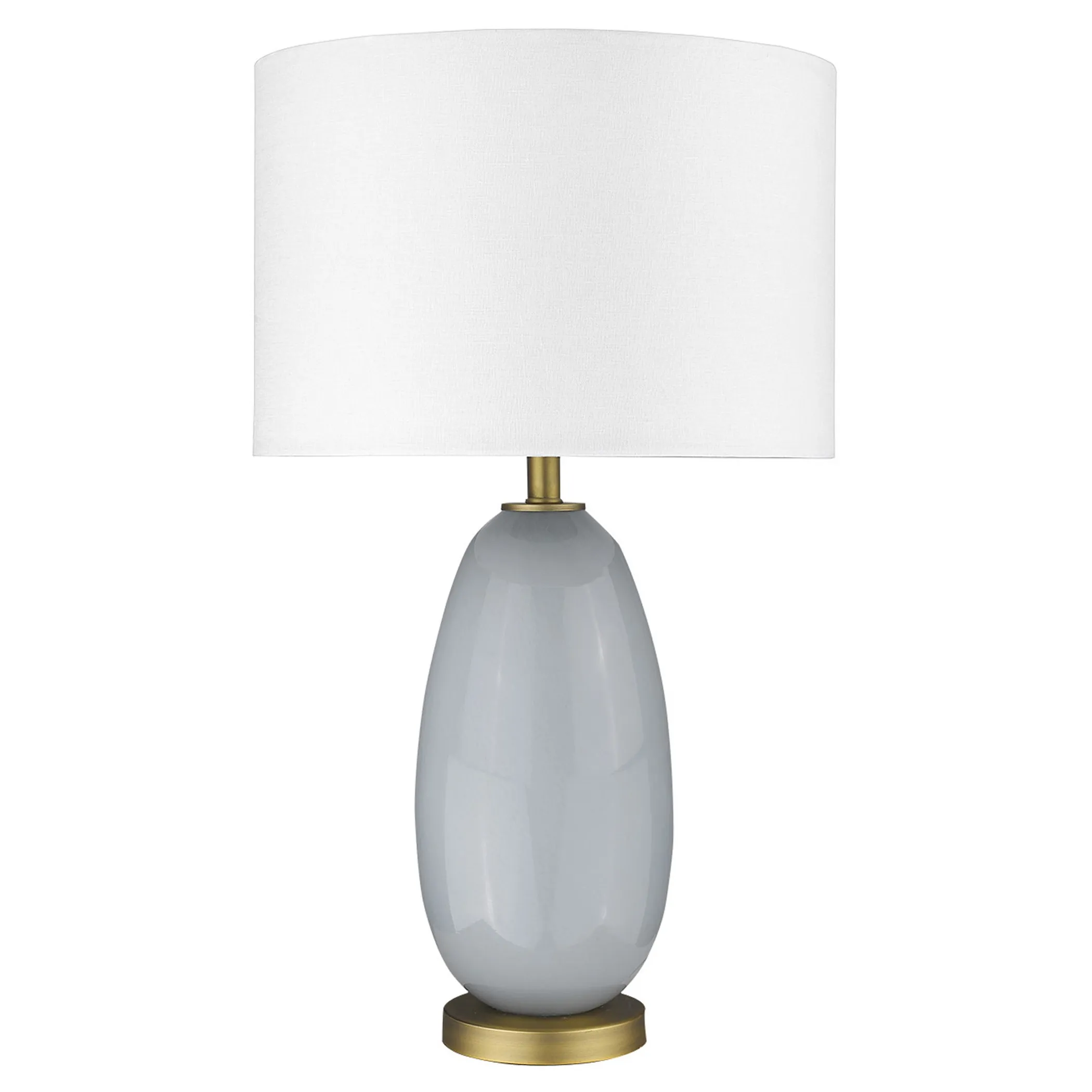 Đèn bàn thủy tinh màu xám nhạt 74cm chụp trống màu trắng - Ảnh 2
