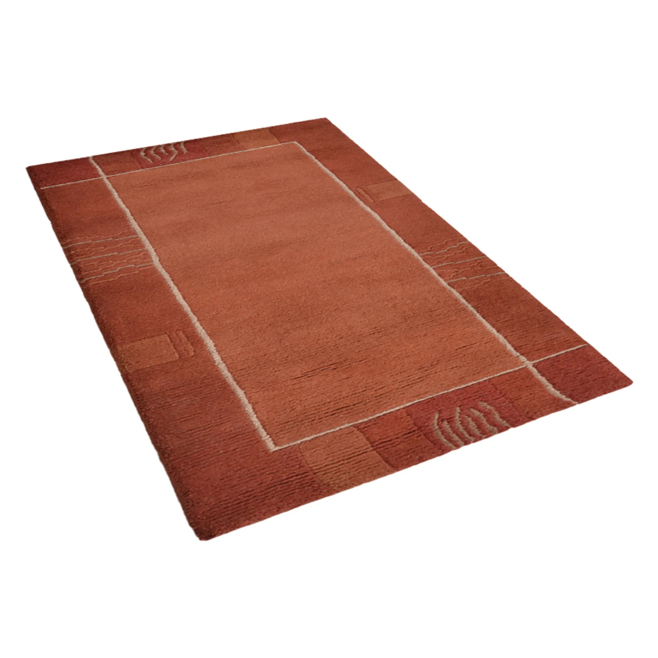 Thảm len Tibbati dệt thắt tay Rugsotic Carpets phong cách đương đại màu cam đậm - Ảnh 3
