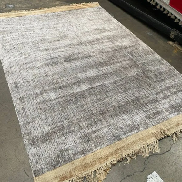 Thảm trải sàn viscose giả lụa thủ công 1,6m x 2,3m màu xám đậm