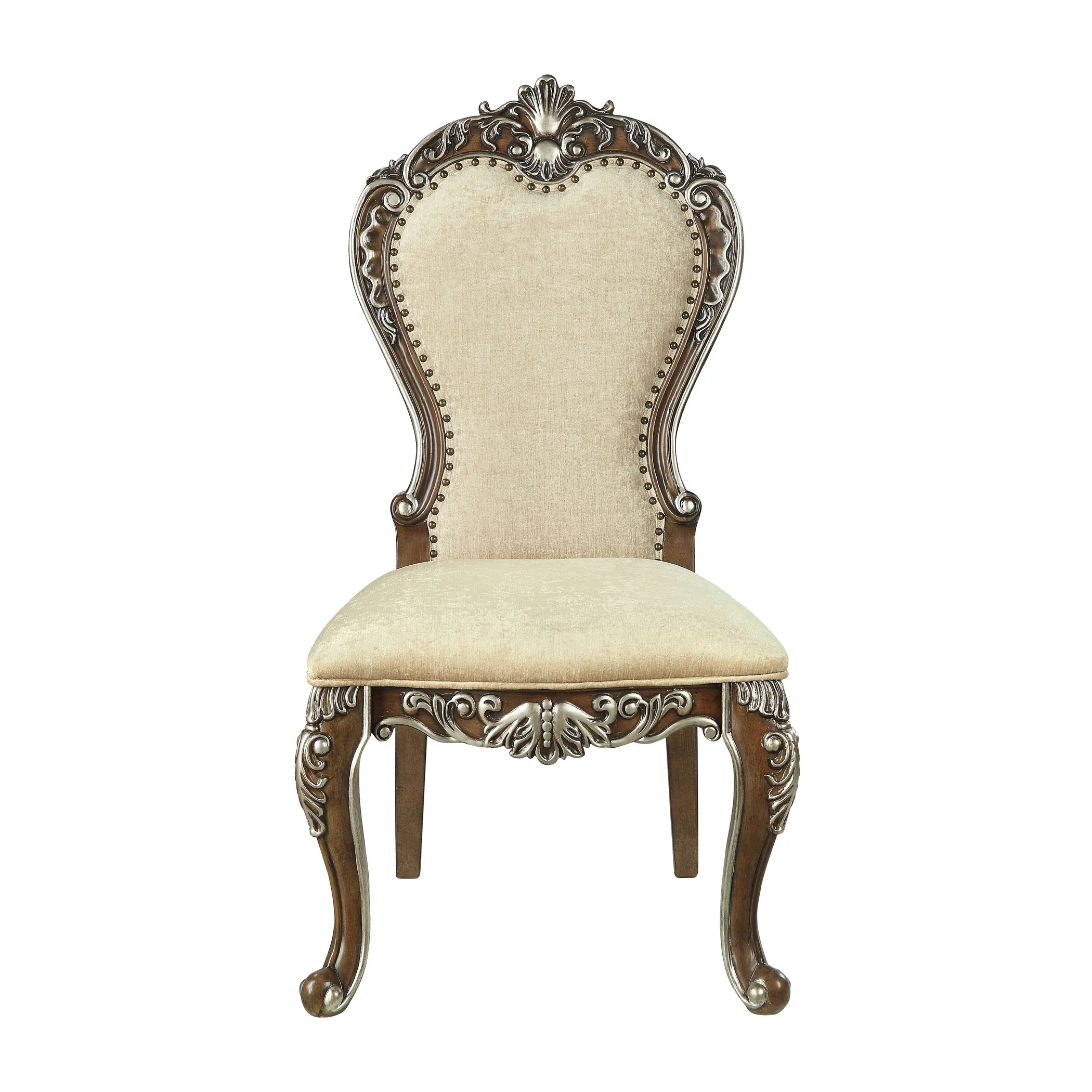 Bộ 2 ghế ăn bọc vải chenille khung gỗ tự nhiên - Ảnh 4