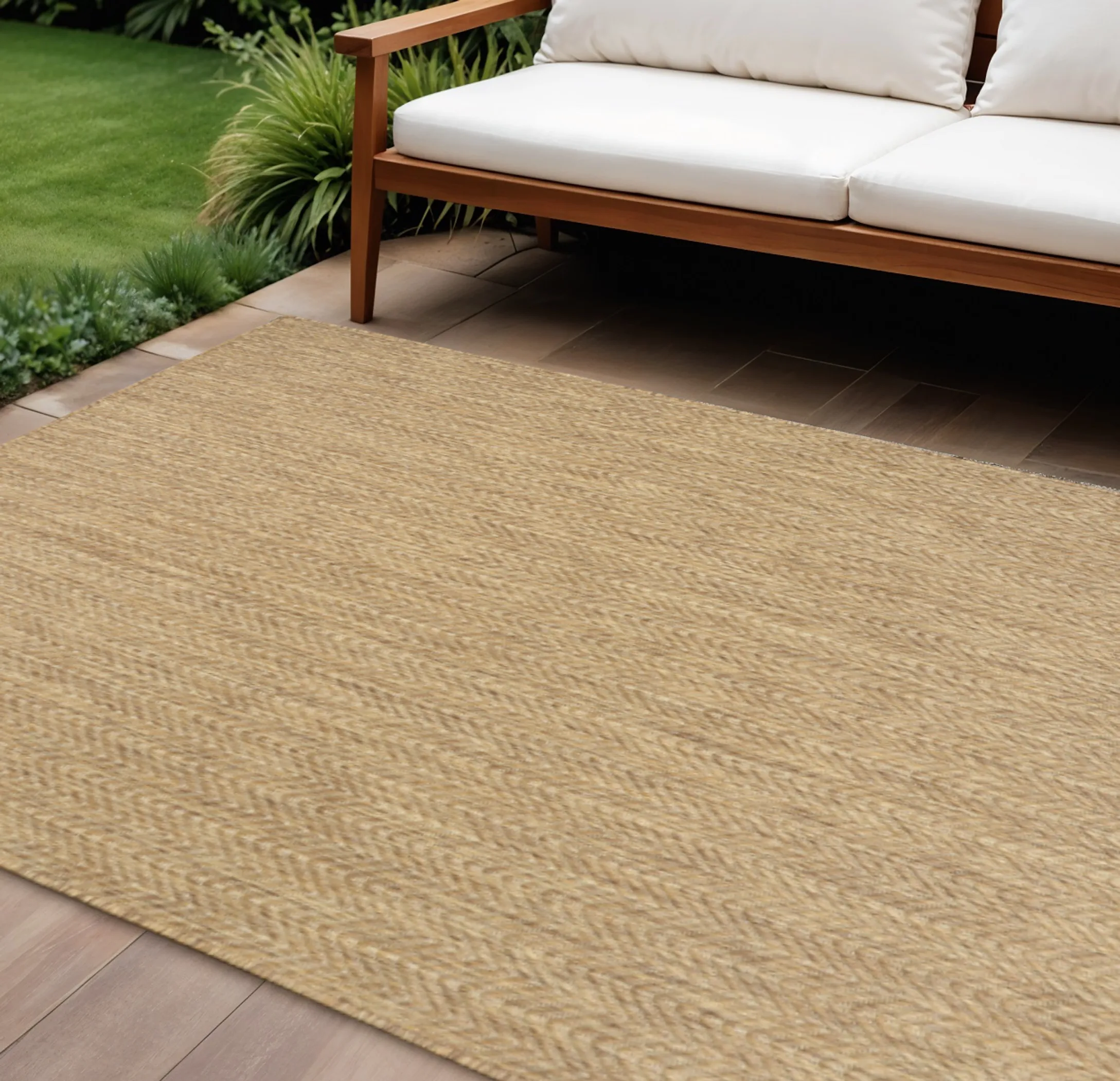 Thảm trải sàn 1,8m x 2,7m họa tiết hình học màu tự nhiên