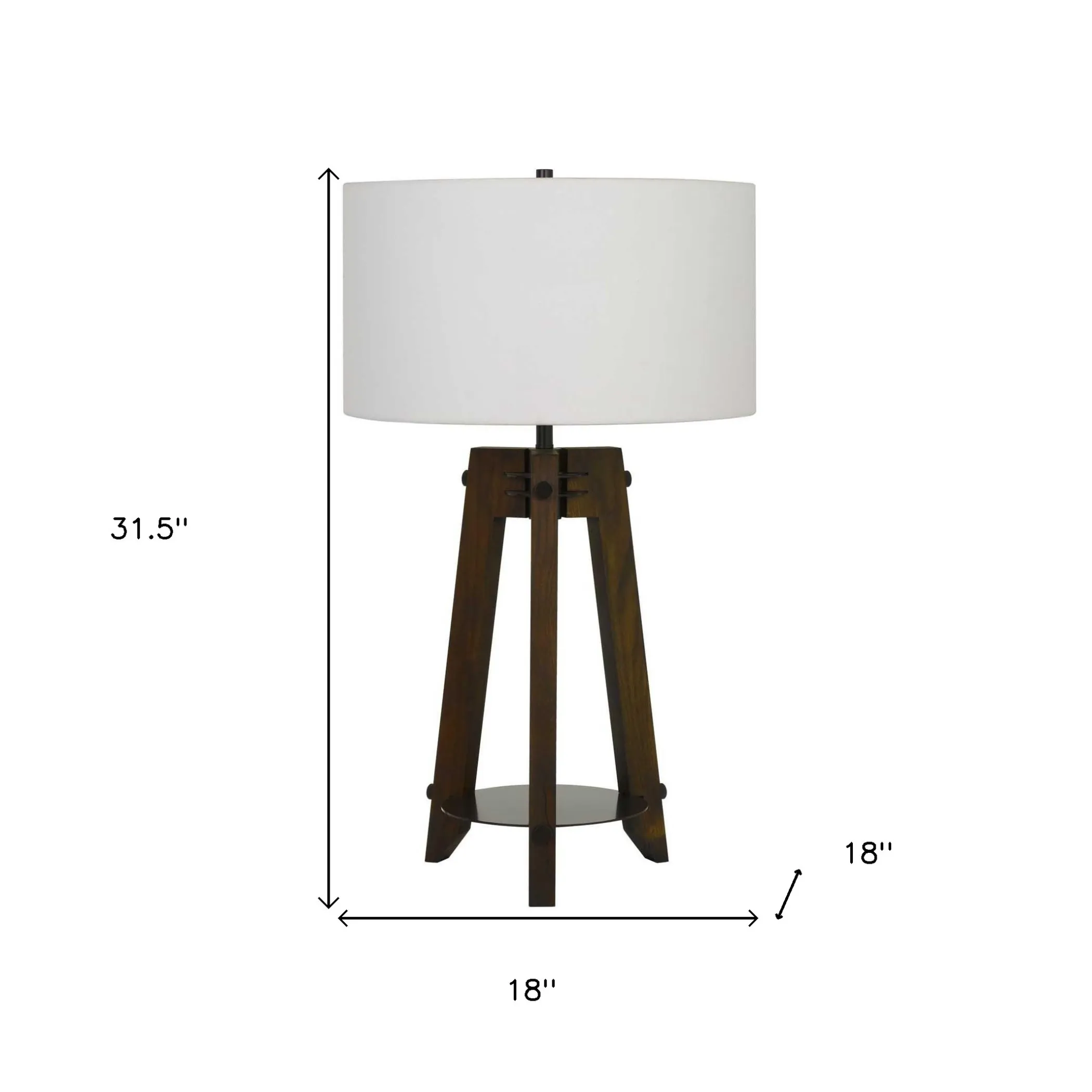 Đèn bàn chân kiềng kim loại màu nâu 81cm chụp trống màu trắng ngà - Ảnh 5