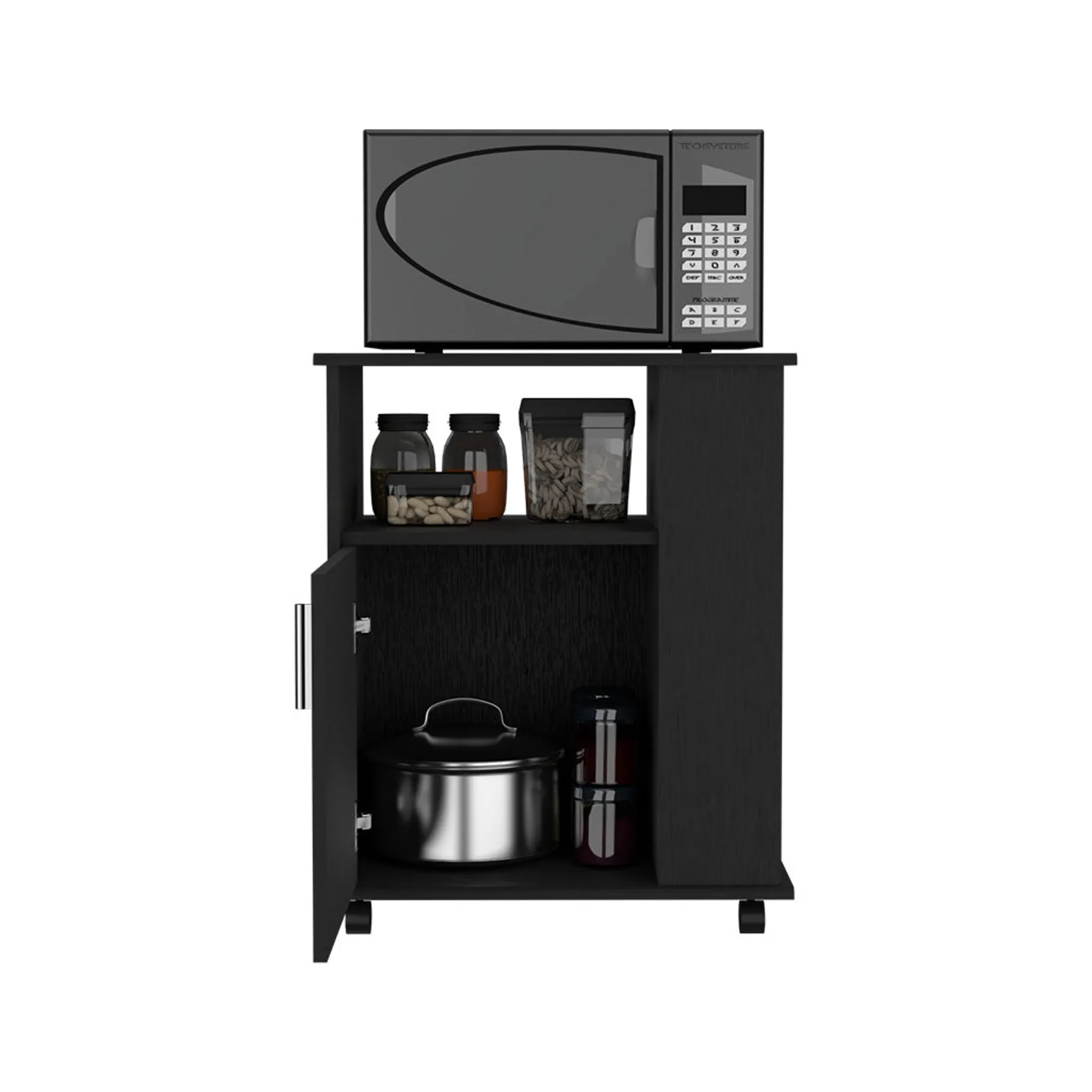 Xe đẩy bếp Tuhome kèm tủ 1 cánh và 3 kệ bên hông màu wengue đen - Ảnh 3