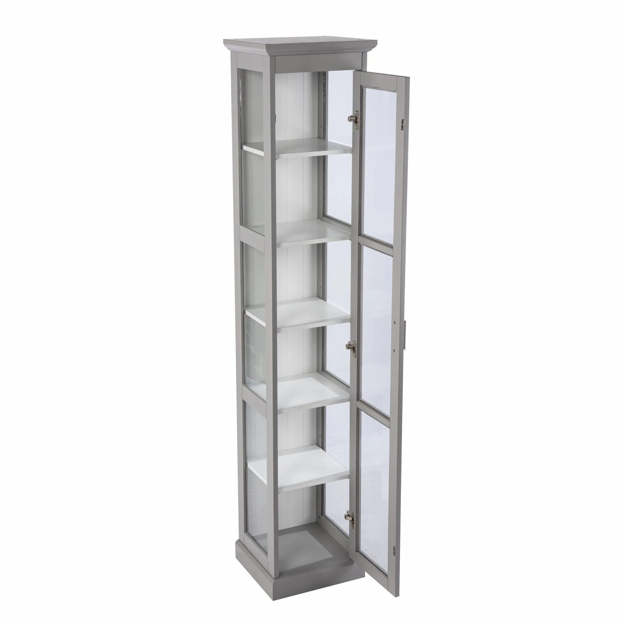 Tủ trưng bày cửa kính viền phào màu xám cao 196cm - Ảnh 5