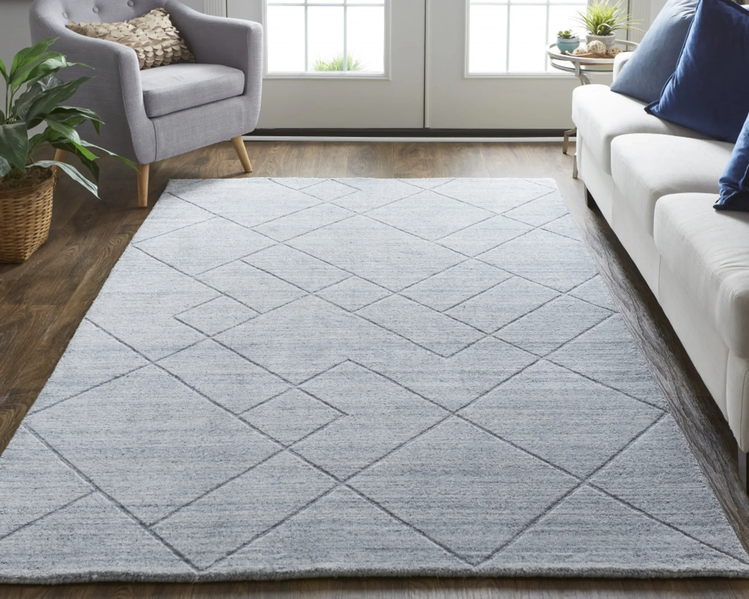 Thảm trải sàn dệt tay 2,4m x 3m kẻ sọc ngà bạc - Ảnh 3