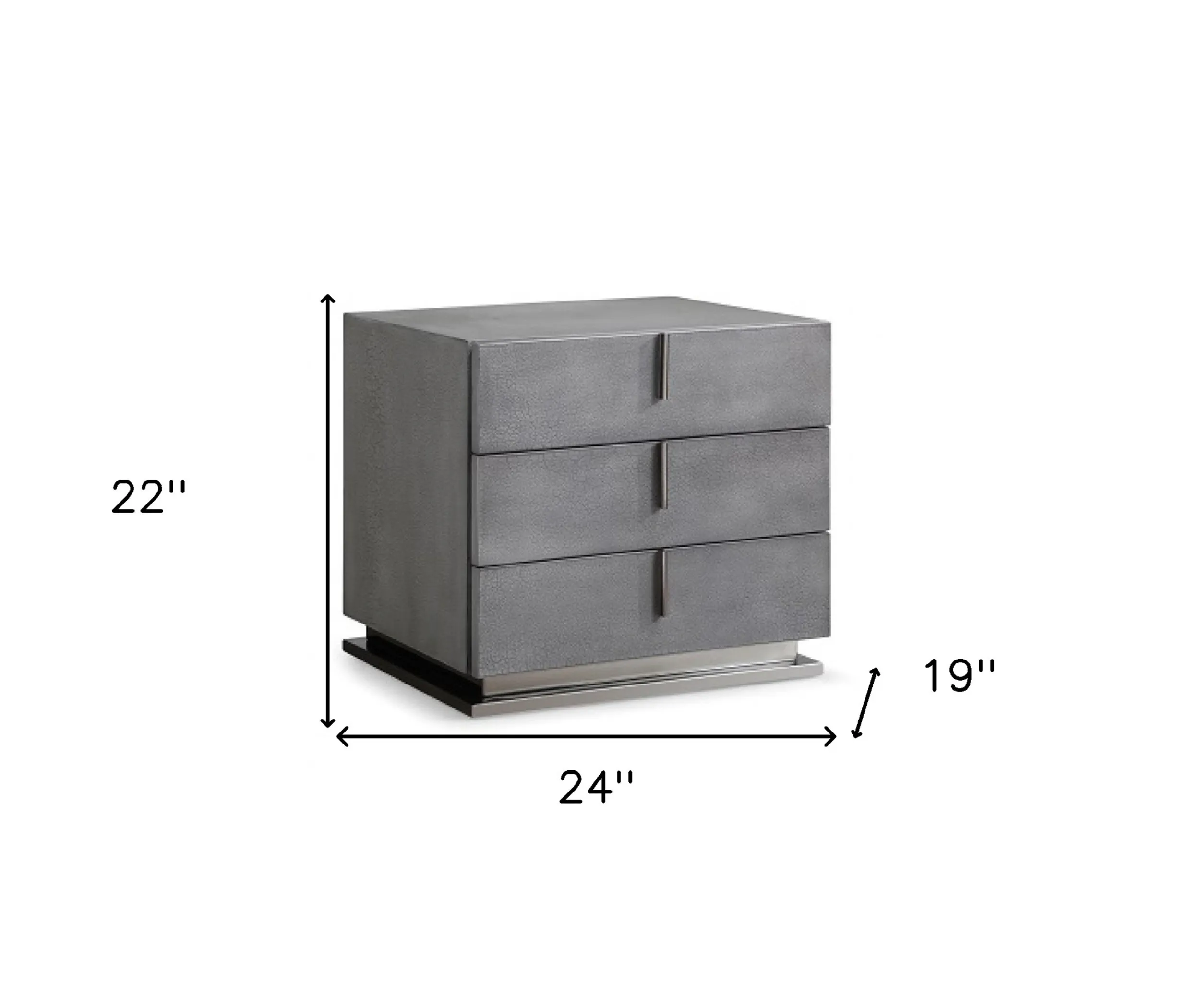 Tủ đầu giường ba ngăn kéo 56cm màu xám hiệu ứng rạn - Ảnh 4