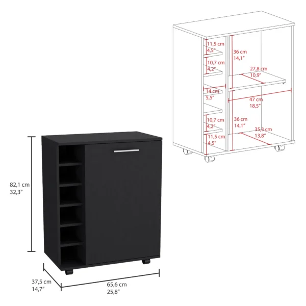 Xe đẩy quầy bar Wick kèm giá để rượu vang