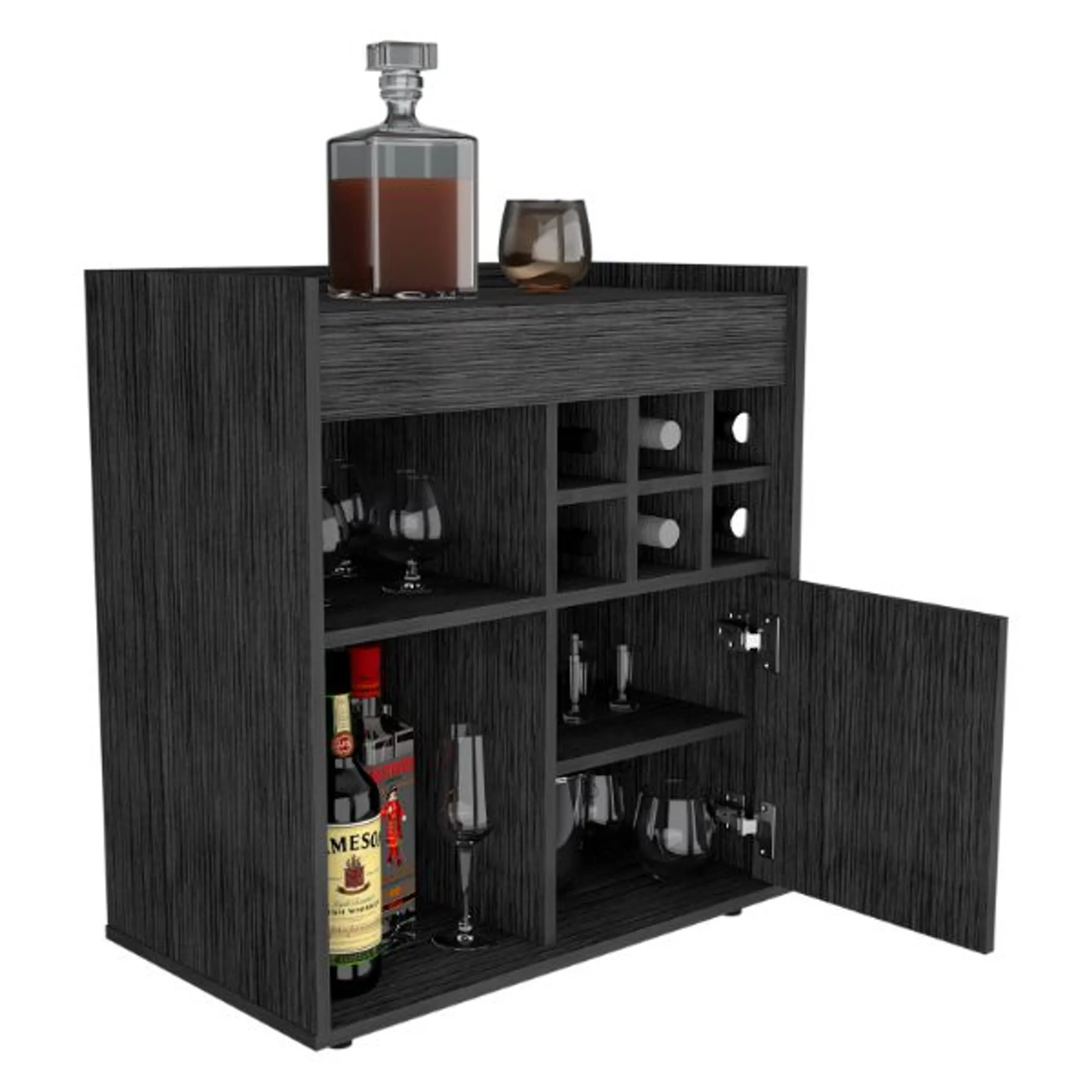 Tủ bar Lyon 6 ô rượu, tủ có vách ngăn và 2 kệ kín - Ảnh 3