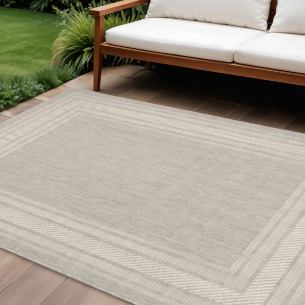 Thảm trải sàn 1,8m x 2,7m họa tiết hình học màu xám