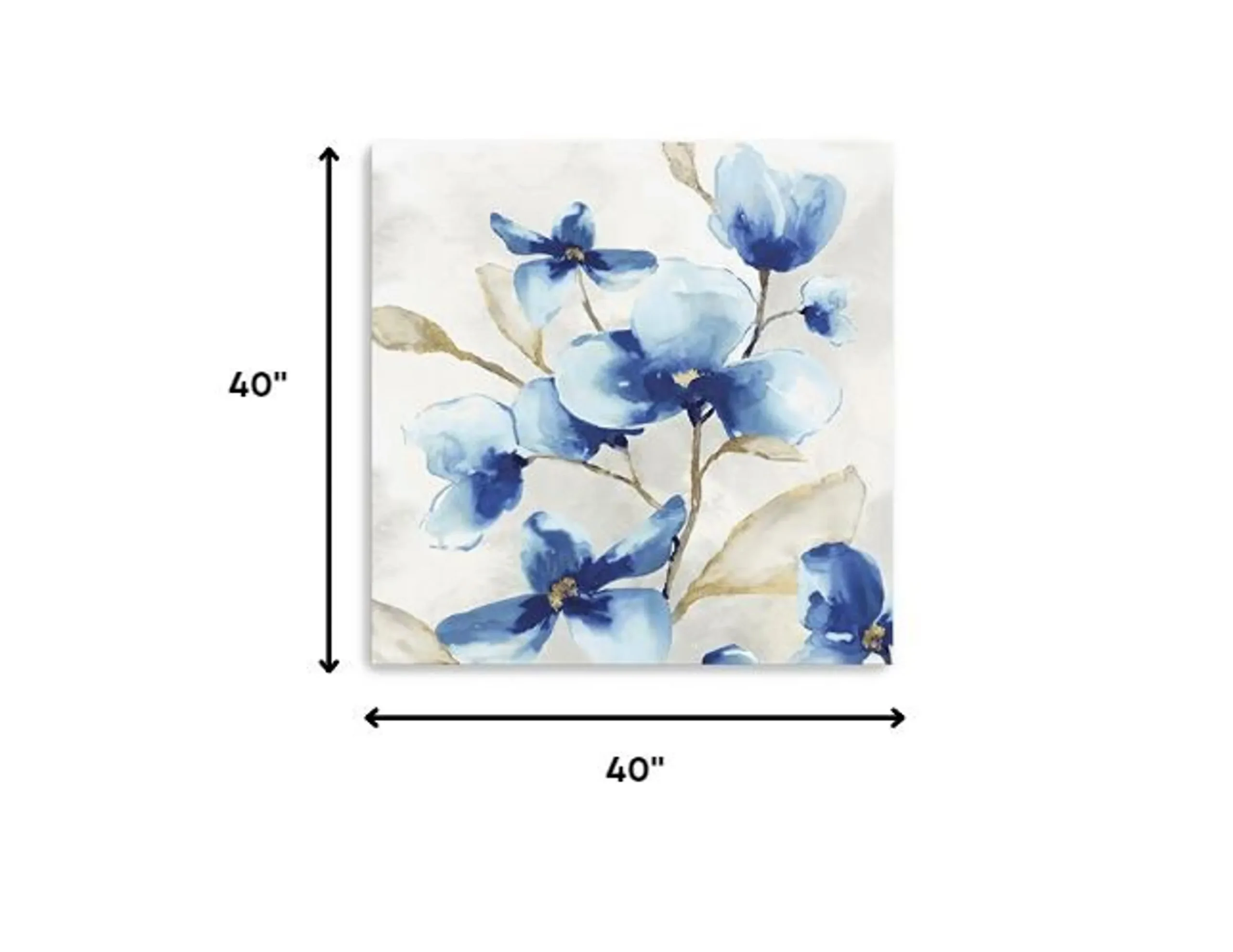 Tranh canvas hoa màu nước tông xanh 102cm x 102cm - Ảnh 5