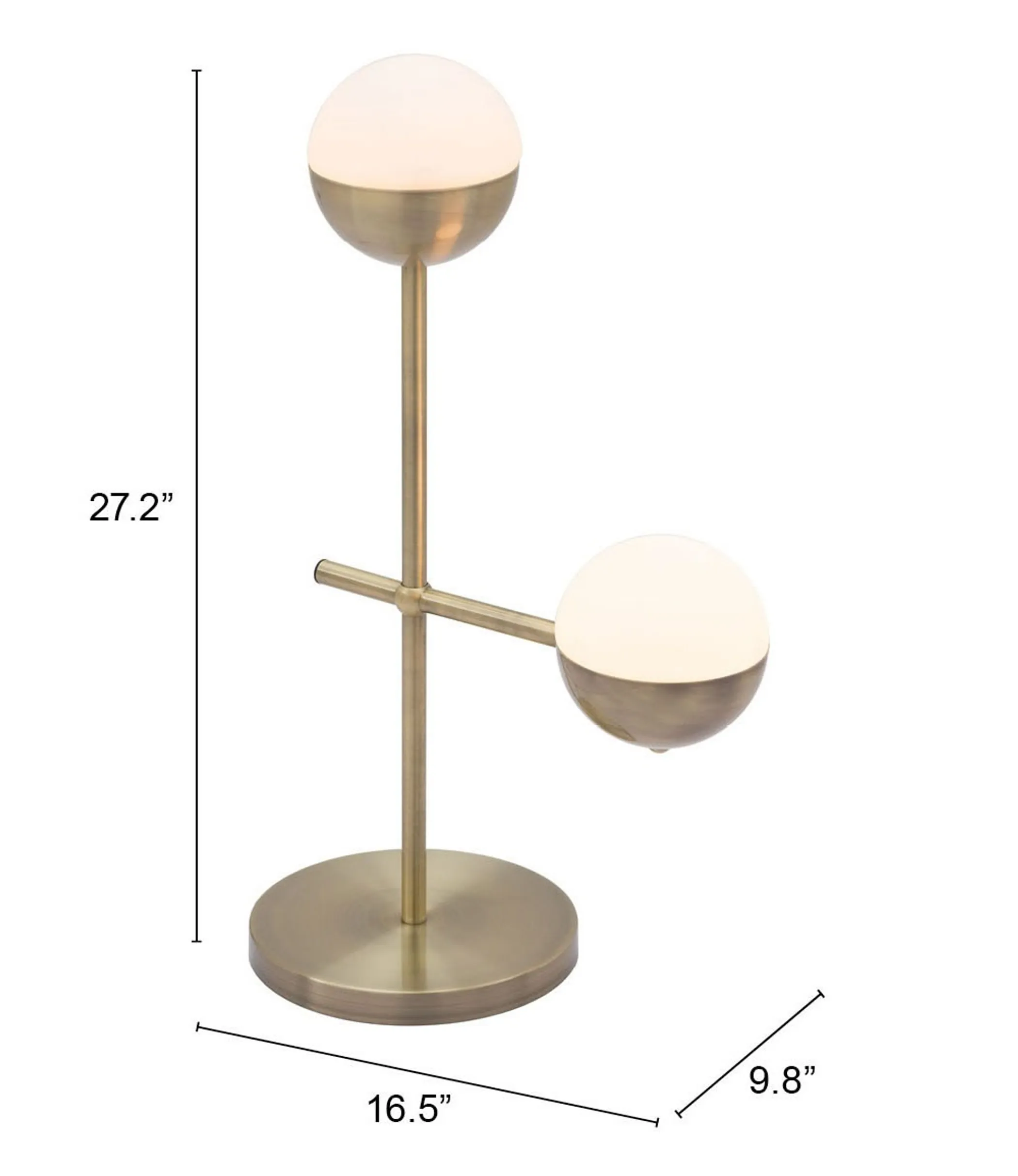 Đèn ngủ để bàn kim loại màu đồng thau 175cm chụp cầu màu trắng ngà - Ảnh 6