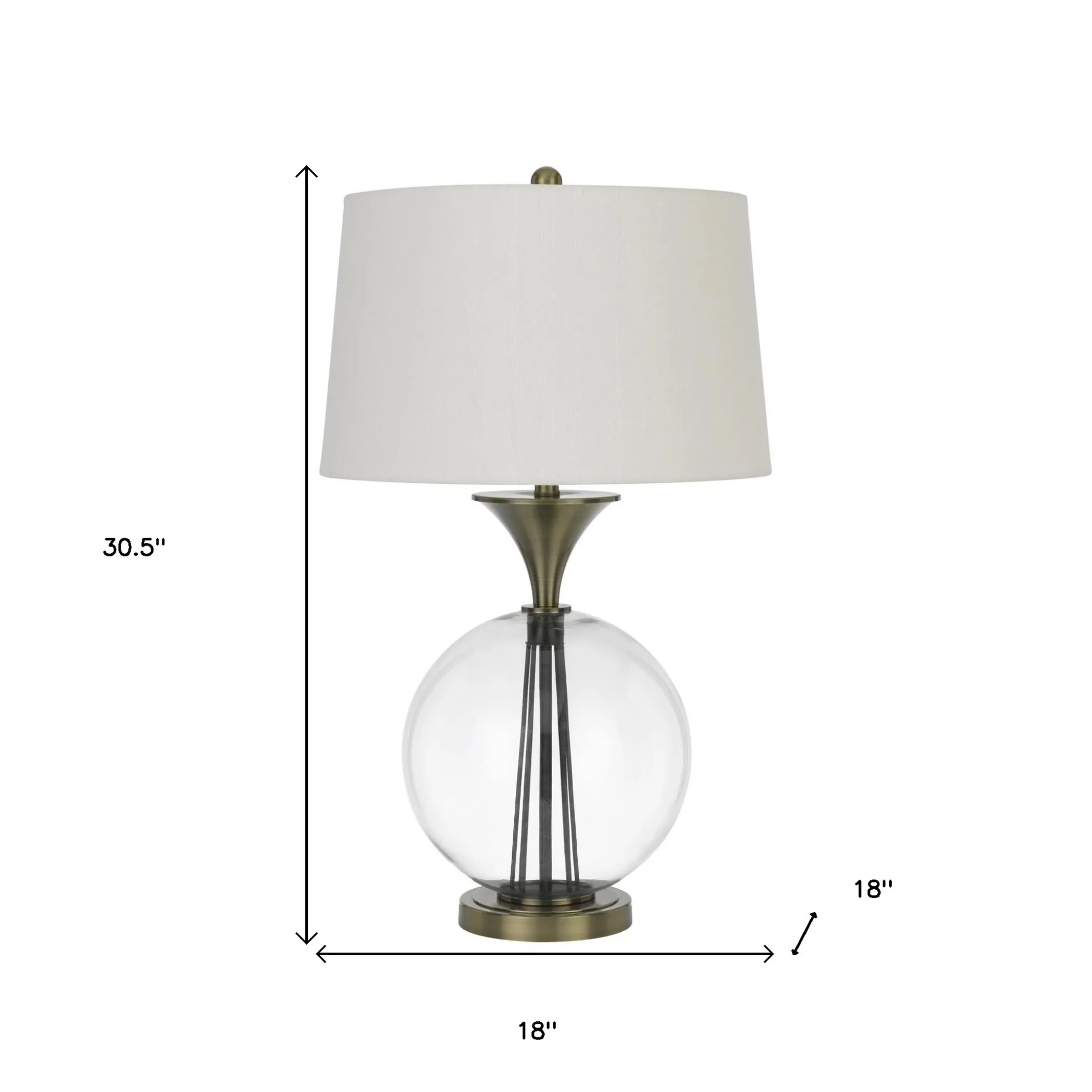 Đèn bàn dáng cầu kim loại màu đồng 79cm chụp hình thang màu trắng - Ảnh 5