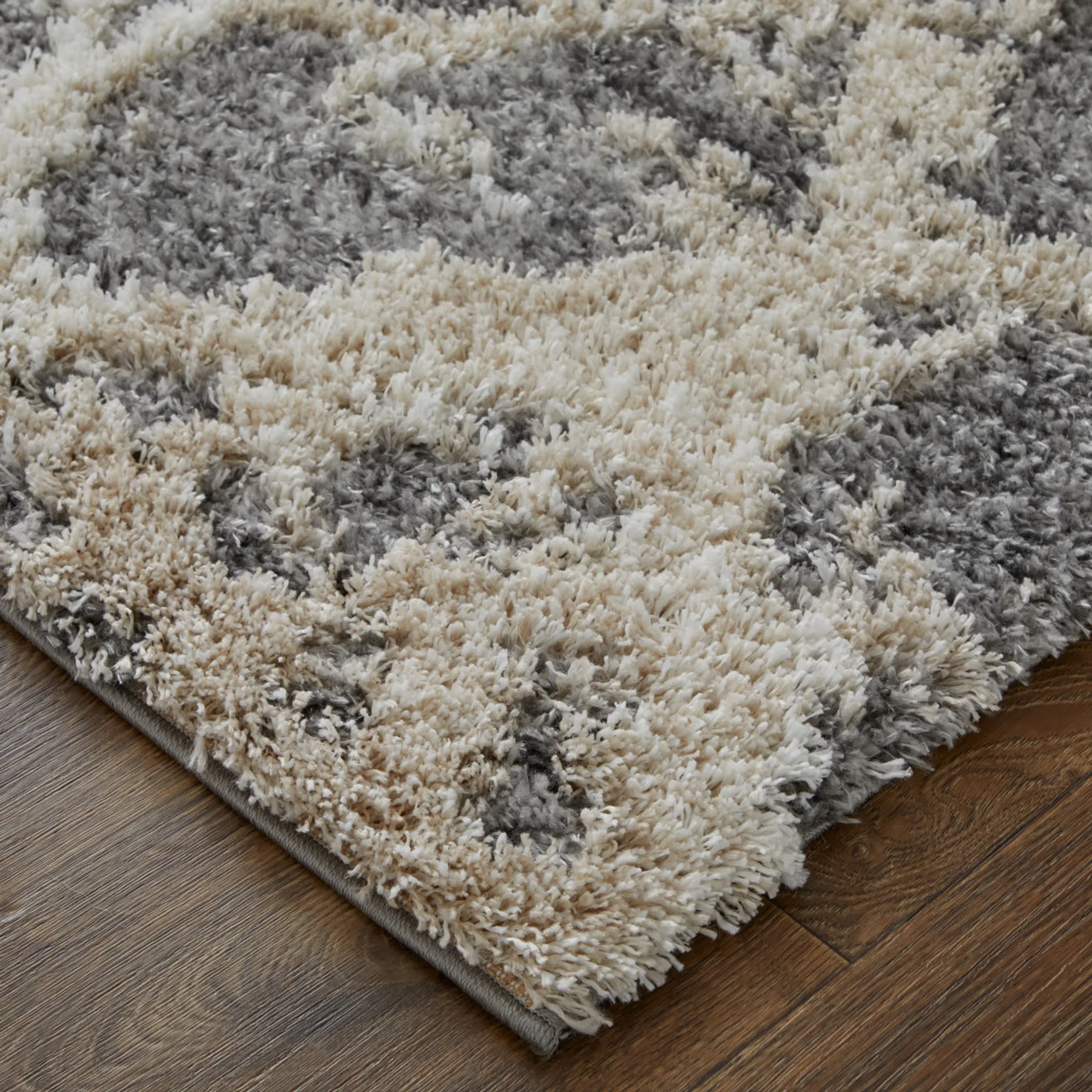 Thảm trải sàn dệt máy chống bám bẩn 1,5m x 2,4m họa tiết trừu tượng xám ngà - Ảnh 3