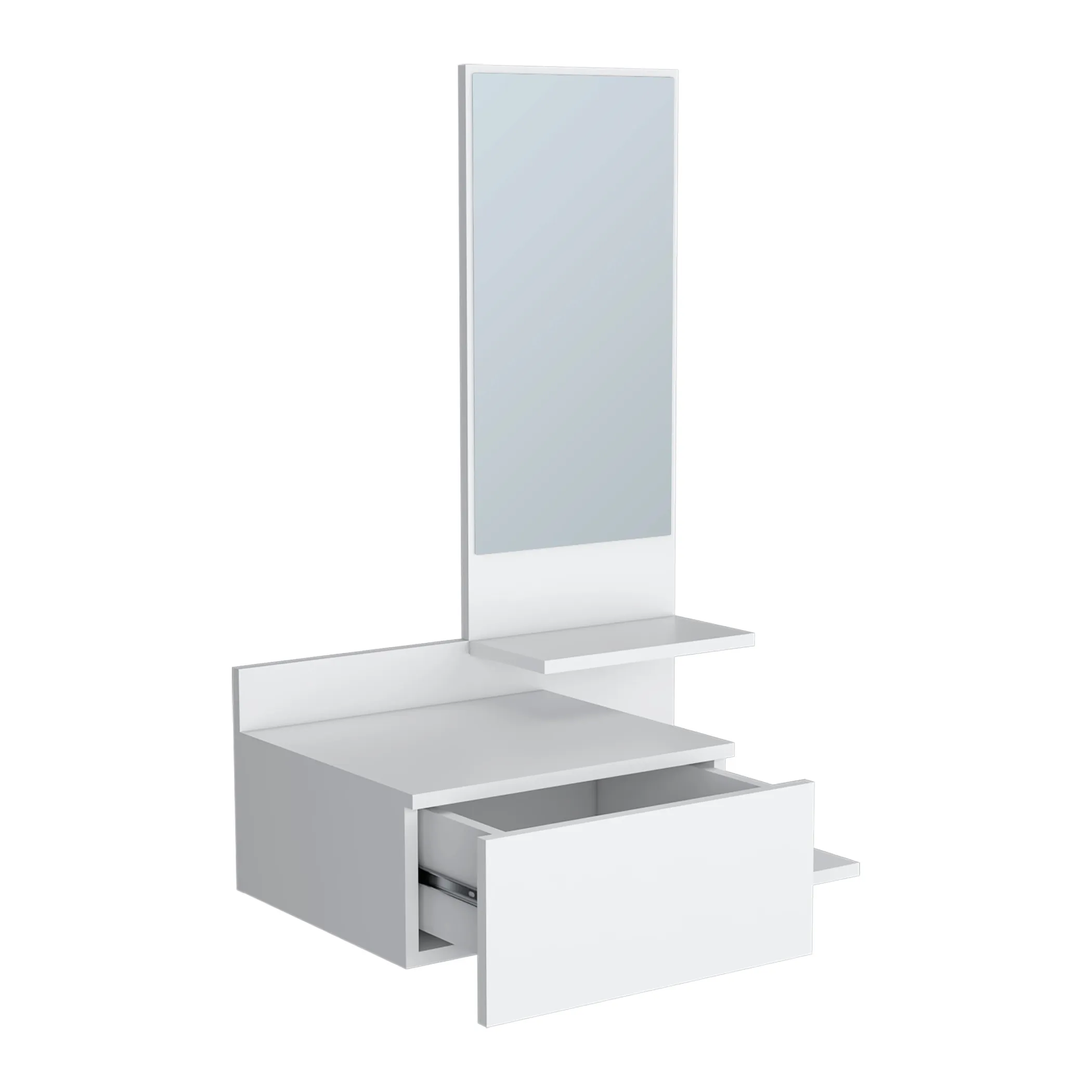 Tủ gỗ treo tường màu trắng có ngăn kéo và gương 91cm - Ảnh 3