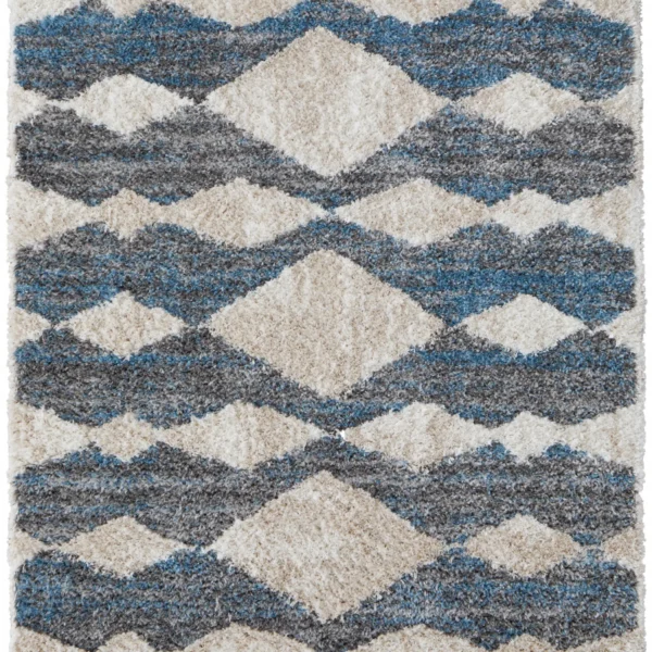 Thảm trải sàn dệt máy chống bám bẩn 1,5m x 2,4m họa tiết chevron ngà xám xanh