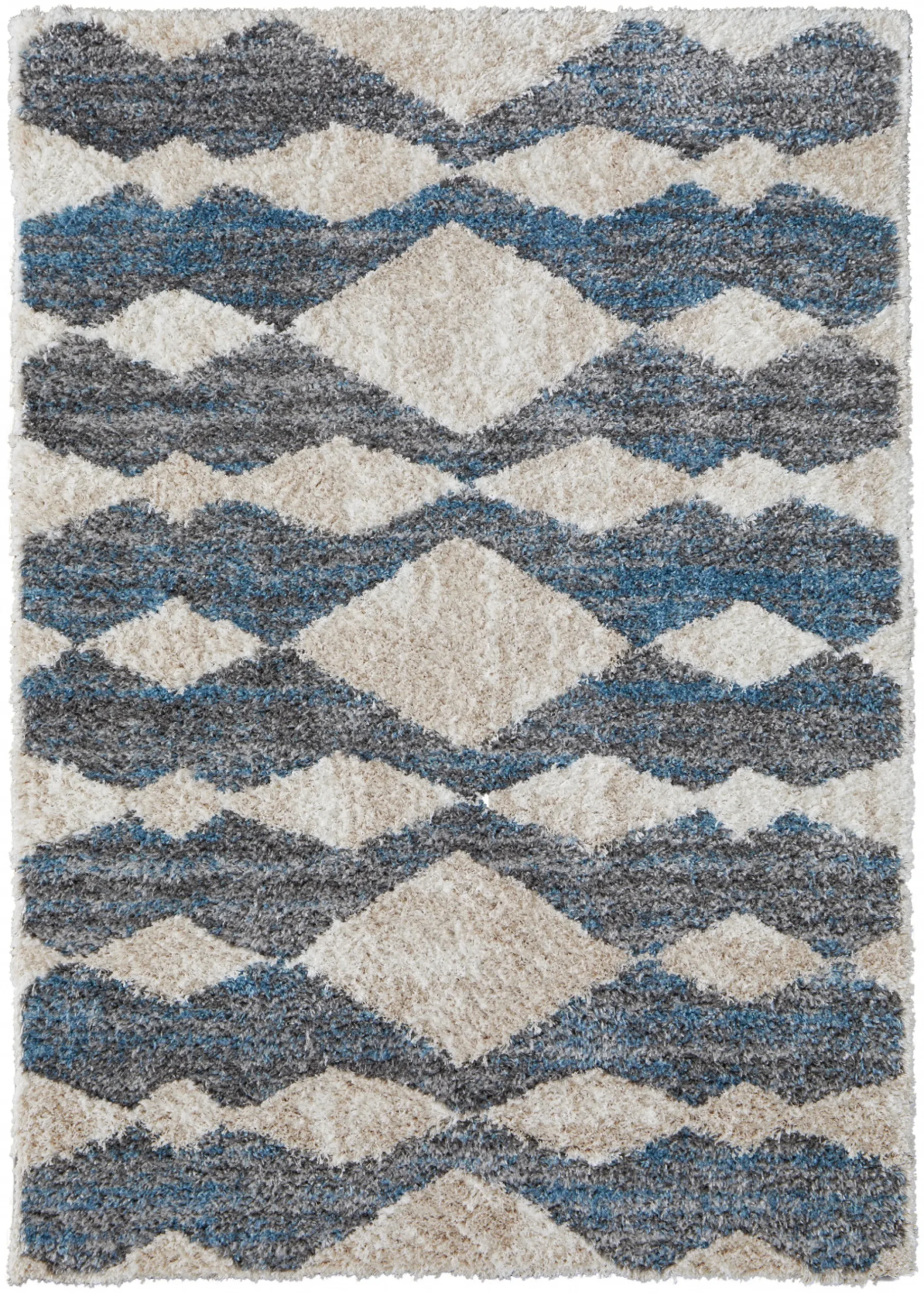 Thảm trải sàn dệt máy chống bám bẩn 1,5m x 2,4m họa tiết chevron ngà xám xanh
