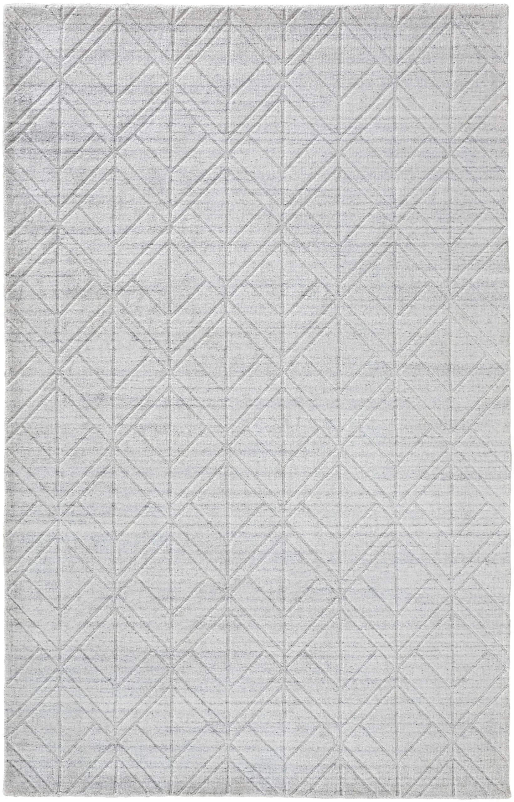 Thảm trải sàn dệt tay 1,2m x 1,8m họa tiết hình học trắng bạc - Ảnh 4
