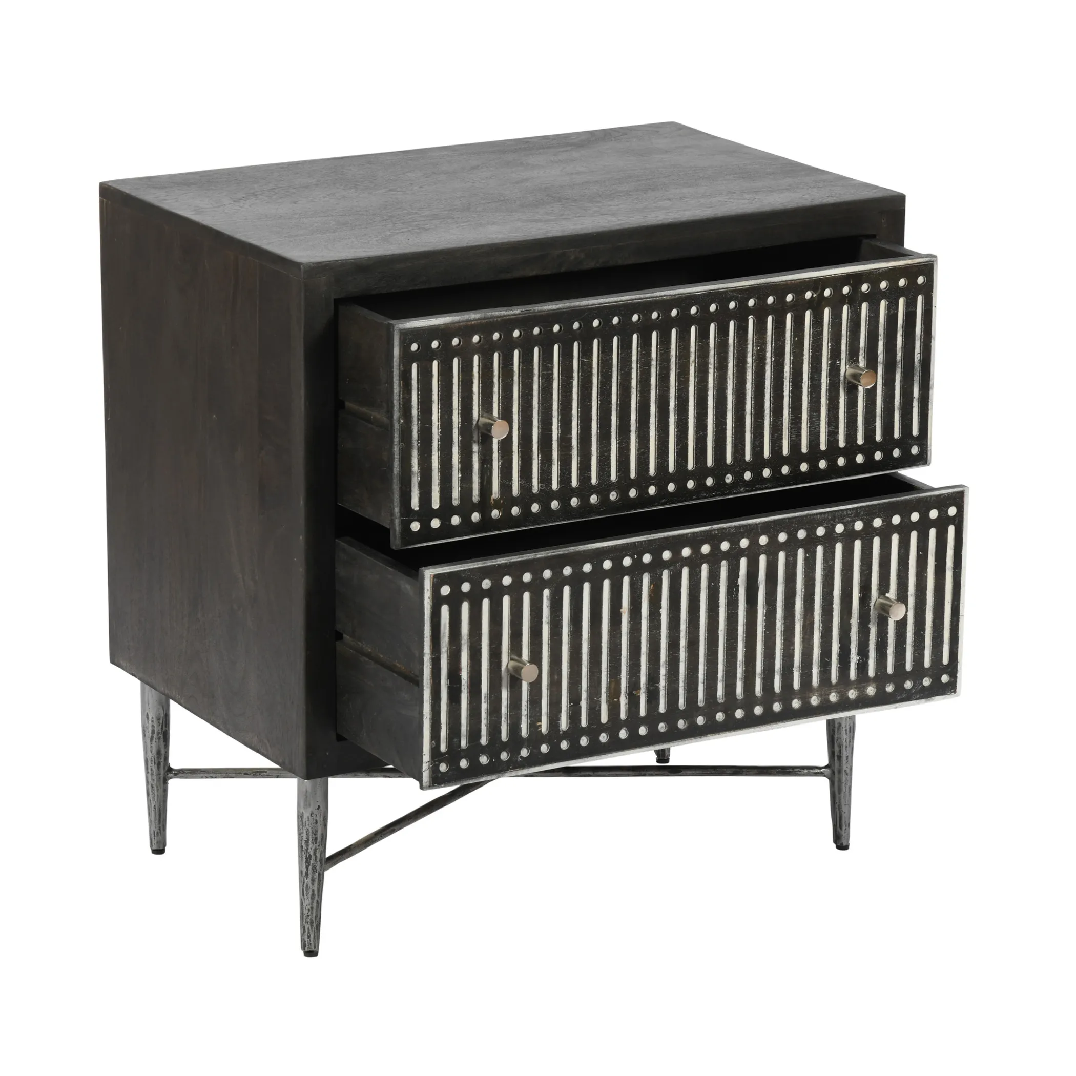 Tủ đầu giường hai ngăn kéo 71cm màu nâu cổ điển