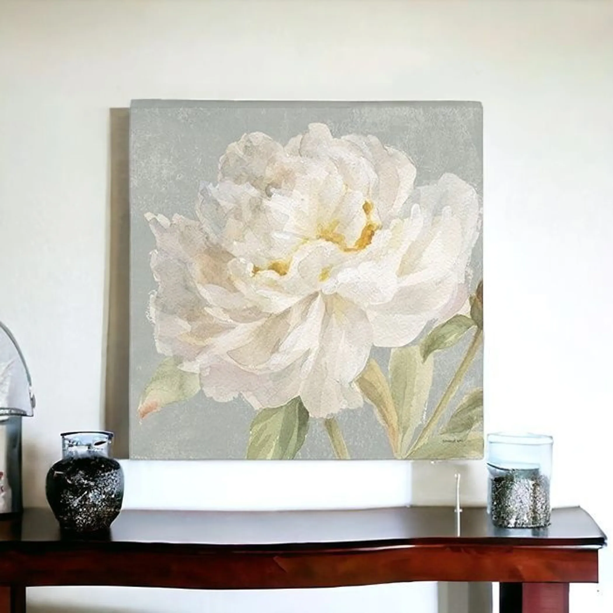 Tranh canvas không khung hoa mẫu đơn trắng thanh khiết - Ảnh 4