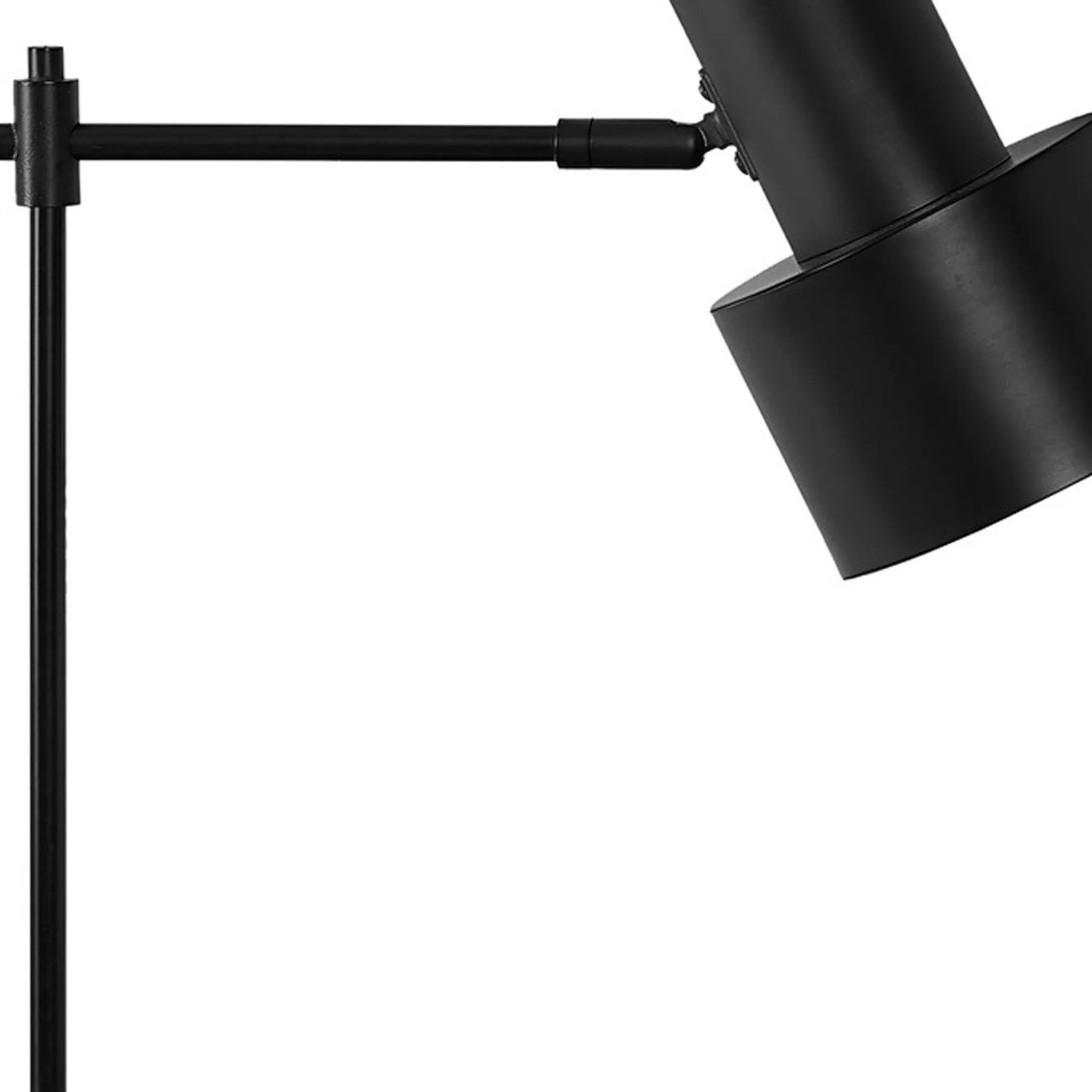 Đèn bàn USB kim loại đen dáng tròn 53cm chụp trống màu đen - Ảnh 5