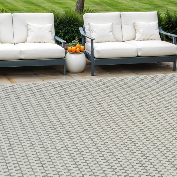 Thảm trải sàn 1,8m x 2,7m họa tiết hình học phong cách cũ kỹ màu kem và be