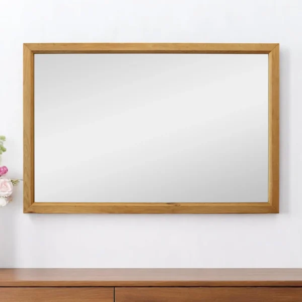 Gương trang trí treo tường khung gỗ đặc tự nhiên 102cm